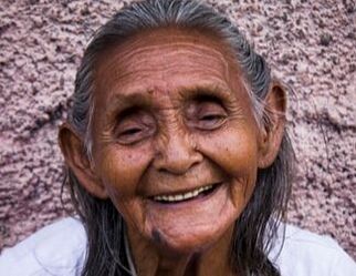 Elderly woman in Peru smiling