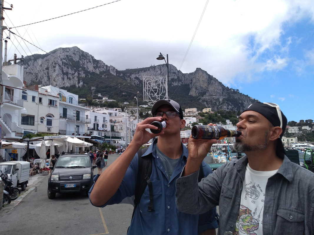 Capri Italy Peroni Italian Beer Cheers Old Soles Travel Turtle and Bear Father Son Blog