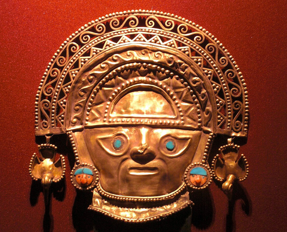 Ancient Latin American Incan Gold Artifact Mask 