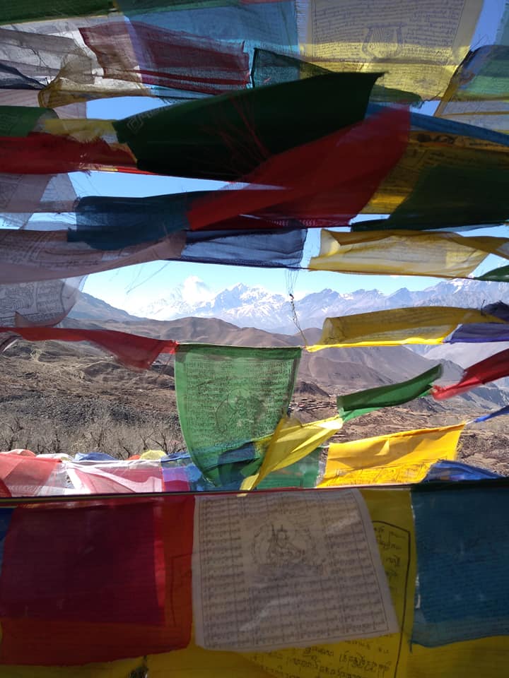 Prayer Flags Lower Mustang Annapurna Circuit Trek Nepal View of the Himalayas
