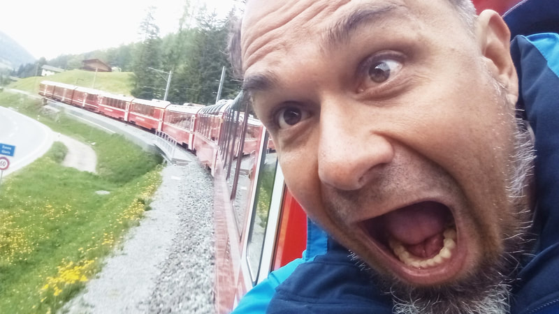 Turtle funny crazy face picture Bernino Express Rhatian Railroad Swiss alps Switzerland