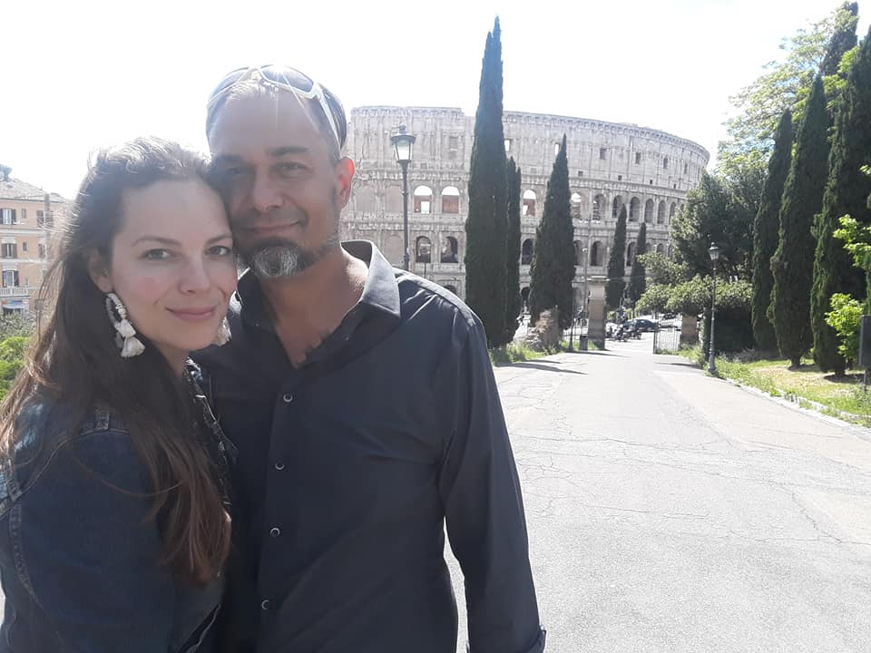Old Soles Travel with my wife Colloseum Rome Italy Romantic happy couple on vacation holiday